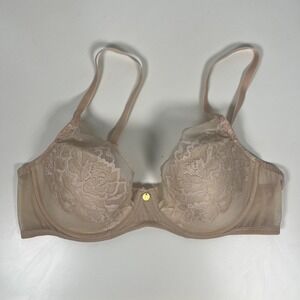 Natori 34C Flora Contour Underwire T-Shirt Bra 721150 Beige w/ Tan